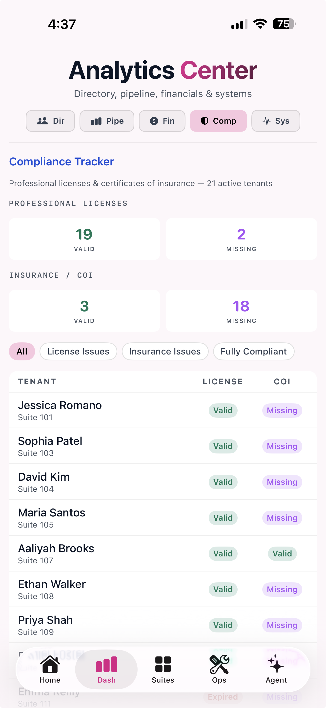 Compliance Tracker iOS app
