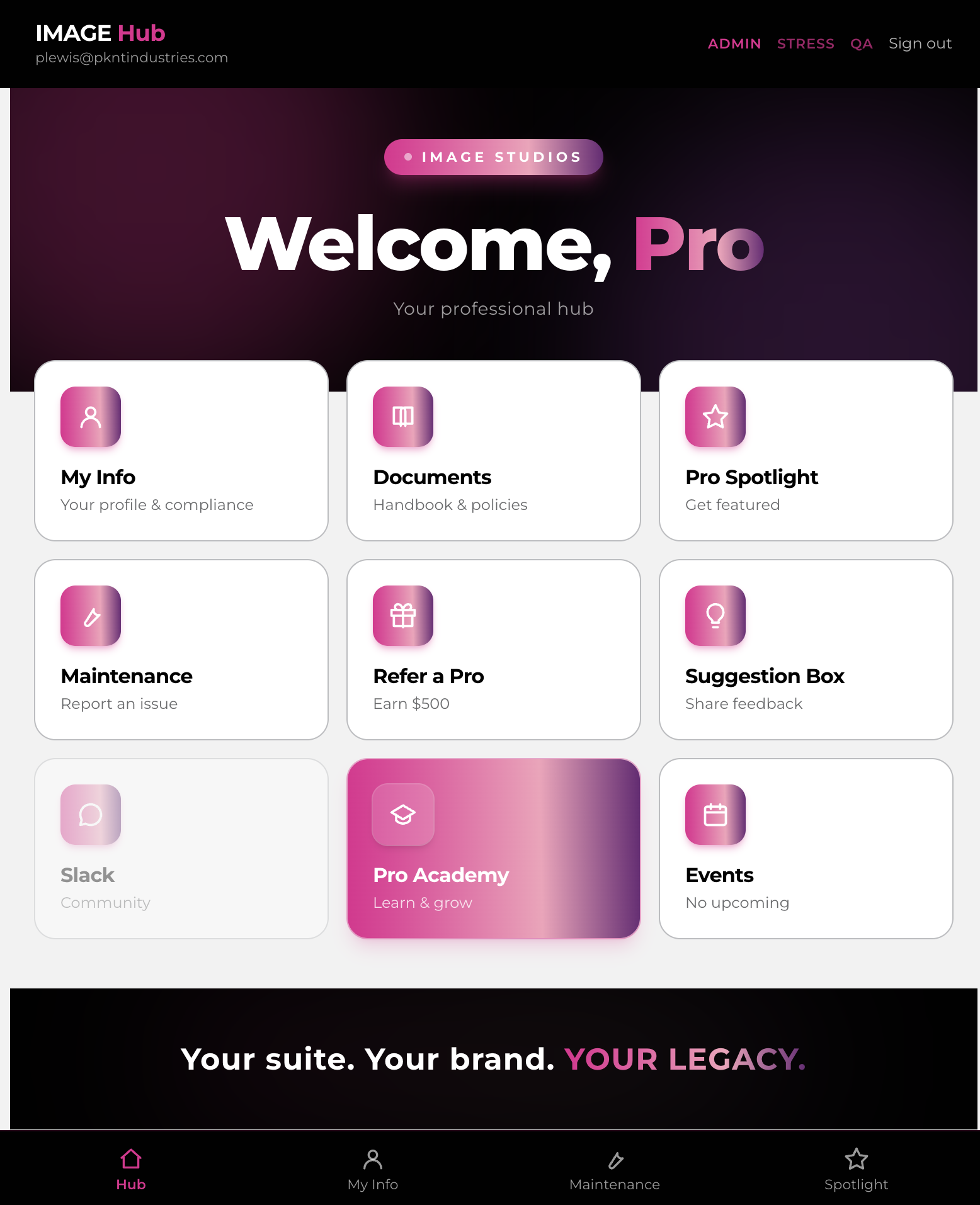 IMAGE Hub web platform home